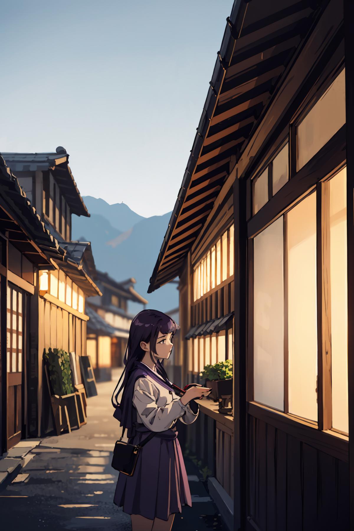 hitozato (人里) / japanese architecture (style of "human village" from touhou) image by Wasabiya