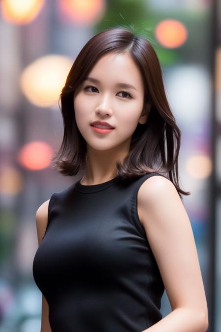 <lora:twiceMinaV1:1>,Mina, woman,complex 3d render ultra detailed, smile, portrait of beautiful woman, moody portrait, striking features, beauty, intricate details, dramatic composition, tension, contrast, texture, realism, high-quality rendering, stunning art, high quality, film grain, Fujifilm XT3,swirly bokeh,(realistic, photo-realistic:1.2),RAW photo,physically-based rendering,(looking at viewer:1.4),(8k, best quality, masterpiece:1.2),(full body shot:1.1),octane render,extremely detailed CG, unity 8k wallpaper,in street,urban,city,(studio soft light,sunlight:1.2),(standing:1.1),(a girl is wearing sleeveless:1.5),hyper realistic detail shiny skin,ultra detailed,(ultra realistic:1.2),(intricate:1.2),(photorealistic:1.2),1girl,(skinny:1.3),detailed background ,(large breasts:1.1)