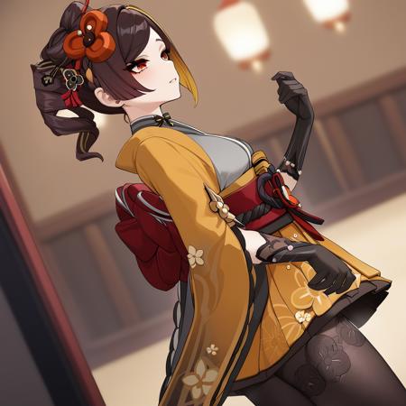 chiori_(genshin_impact) japanese_clothes,kimono,gloves,pantyhose,