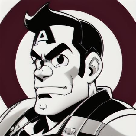 black and white (ocds:1.2) portrait style of captain america,  fleischer studios, high detailed, 4k  <lora:1930Model:1>