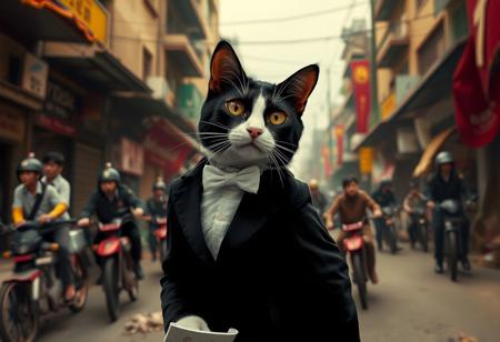In the heart of the chaotic streets of Saigon during the French Indochinese revolution, a tuxedo cat named Cole leads an extraordinary resistance: the feline time travelers. Gifted with the ability to journey through time, Cole rallies an army of cats from different eras, each with unique skills. The stakes are high as rumors spread that Hitler has hatched a sinister plan to manipulate history, aiming to seize control of the revolution and reshape Southeast Asia into a launching point for his conquest.
Determined to thwart his perilous designs, Cole and his brigade of whiskered warriors leap through time, sabotaging Hitler's key meetings and gathering intelligence. The twist? They discover that a revered feline ally in the past is actually a double agent working for the Axis. As the clock ticks down, Cole must forge unexpected alliances with unlikely heroes from history—a sharp-tongued samurai cat and a daring ancient Egyptian cat goddess—to unravel the truth and restore the timeline.
In a gripping climax, the fate of nations and the very fabric of time rests on a tuxedo cat, proving that even the smallest creatures can change the course of history.