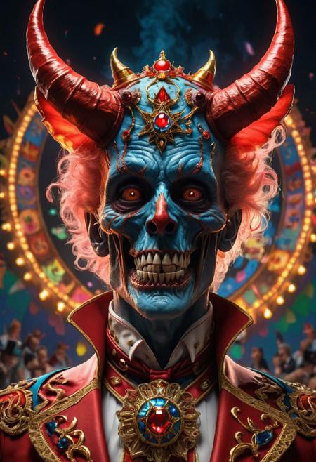 <lora:md2034:0.5>, Epic, terrifying cinematic photograph,  fulllength photograph, disturbing colour splatters, psychologically upsetting, artful,
poster_\(medium\),  ((wild dreamscape)),  ((When it comes to the carnivals of the Devil, I am your narrator, host, storyteller, and ringmaster )) , (("666" emblem)),  (simple_background:1.3), symmetry,(no_humans:1.3),, (masterpiece:1.3), (best_quality:1.3), (ultra_detailed:1.3), 8k, extremely_clear, realism, (ultrarealistic:1.3),, insane details, intricate details, hyperdetailed, ultra detailed, extreme detailed, highest detailed, high_detail, epic, attention getting, hdr, uhd, photorealistic, ultra 3d,  highres, ultra_high_res, photography, aesthetic, extremely_delicate, ng_deepnegative_v1_75t, Ellis-RealismBoost, epiCRealism