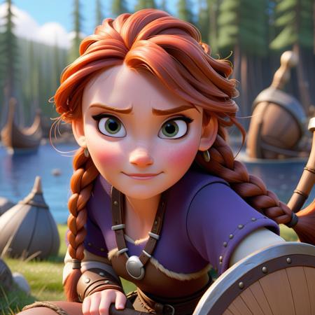 Pixar animated character of a viking woman,  <lora:brhoward_xl_1_standard_merge_22_74_04_06:1.2>