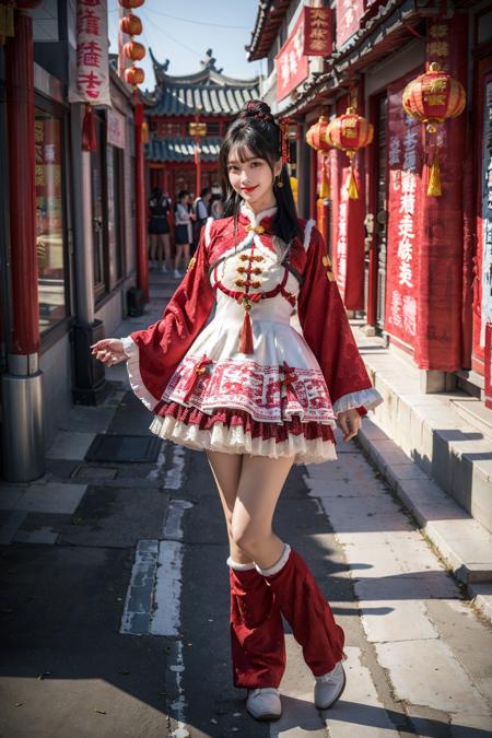 cyb dress, chinese clothes, long sleeves, capelet, frills, frilled dress, wide sleeves