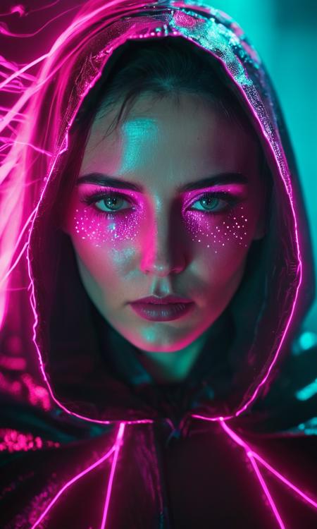 cinematic still glowneon, cinematic film still, woman with glowing eyes, sparks, black cape, magenta and cyan . emotional, harmonious, vignette, 4k epic detailed, shot on kodak, 35mm photo, sharp focus, high budget, cinemascope, moody, epic, gorgeous, film grain, grainy, gothic style glowneon, cinematic film still, woman with glowing eyes, sparks, black cape, magenta and cyan . dark, mysterious, haunting, dramatic, ornate, detailed, photograph glowneon, cinematic film still, woman with glowing eyes, sparks, black cape, magenta and cyan, 50mm . cinematic 4k epic detailed 4k epic detailed photograph shot on kodak detailed cinematic hbo dark moody, 35mm photo, grainy, vignette, vintage, Kodachrome, Lomography, stained, highly detailed, found footage, dark cyberpunk illustration of brutal glowneon, cinematic film still, woman with glowing eyes, sparks, black cape, magenta and cyan in a world without hope, ruled by ruthless criminal corporations. best quality, high resolution, glowneon, cinematic film still, woman with glowing eyes, sparks, black cape, magenta and cyan, intricate, elegant, highly detailed, wonderful colors, sweet, sharp focus, epic beautiful, cute, enhanced, loving, symmetry, innocent, fine detail, flowing, background, rich vivid color, radiant light, artistic, complex, magical, appealing, pretty