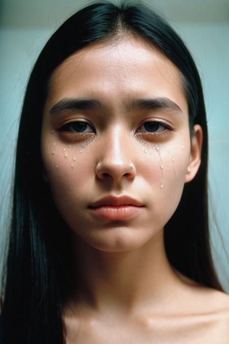 tears, soft analog photography, full face, portrait
