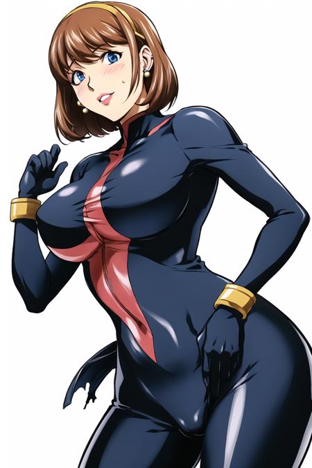 kon-kit, kaya izumi, rain mikamura, gundam, 

1girl, blue eyes, blush, bodysuit, brown hair, cameltoe, closed mouth, covered navel, covered nipples, earrings, hairband, jewelry, large breasts, lips, looking at viewer, mobile trace suit, ink bodysuit, shiny clothes, shiny skin, short hair, skin tight, solo, standing, tearing clothes, torn bodysuit, torn clothes, white background

<lora:konkit:0.7>