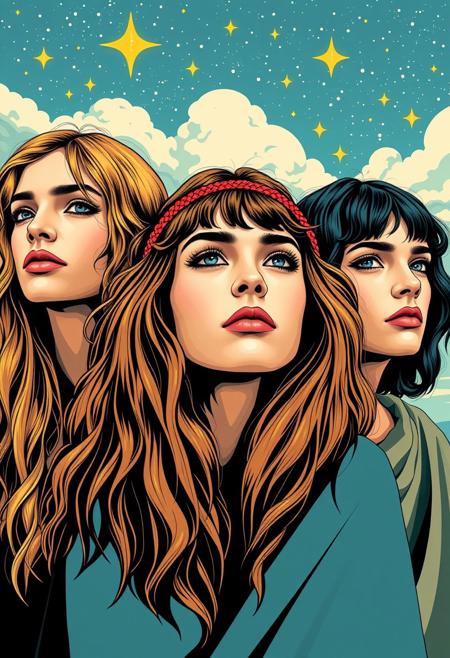 My people were fair and had sky in their hair, but now they're content to wear stars on their brow. Lord of the rings style  sixties pop art poster. Ultra high quality, very detailed,