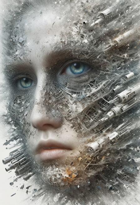 absolutely nothing, pure white, detailed, , a post-apocalyptic world where technology is banned , hyper detailed, professional poster art, bold lines, award winning, trending on ArtStation , FastNegativeV2, ral-dissolve,white eyes