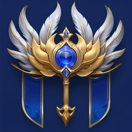 masterpiece, rank game icon,UHD, <lora:rankgameicon_Hap_XL:1.6>, Luxury fashion brand wordmark logo design, "Regal Funke", 'R' as regal crown, 'F' as feather spray, colors royal blue, gold, white background, deep rich palette, brand's regality, luxury embodied by crown, playfulness, fun conveyed by feathers, styles like Greg Rutkowski, Loish, Rhads, Beeple, Makoto Shinkai, Lois van Baarle, Ilyï¼