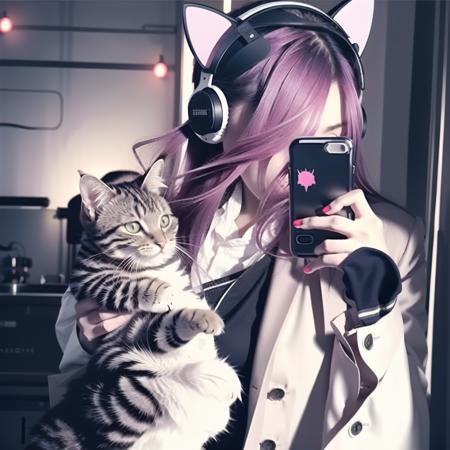 <lora:phone_on_face:1>,(1girl:1.2),(masterpiece,best quality:1.2),hand holding phone,cosplay,pink hair,maid clothes,(cat ear:1.2)