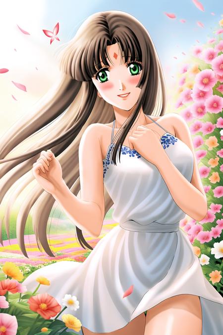 Izumi Masumi, Black Hair, Long Hair, Green Eyes, Forehead Mark, 