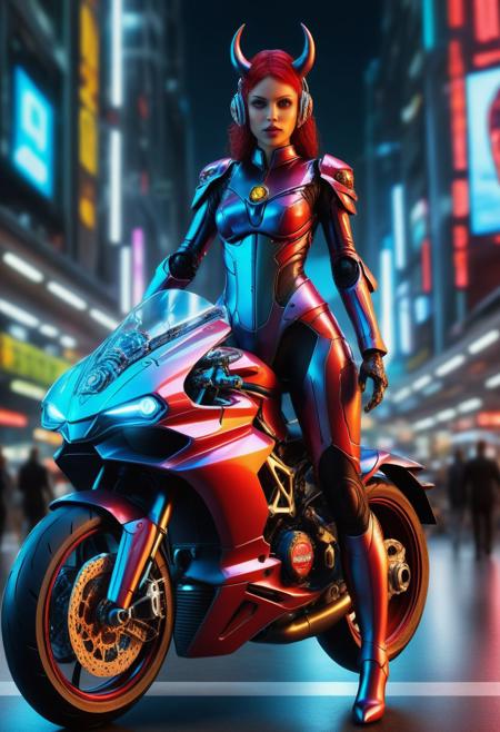 <lora:md2034:0.5> epic, dystopian terror,
poster_\(medium\), Full length, distance, full body, perfect photograph, vivid detail,
 (( futuristic cybernetic devilgirl on a futuristic battle Ducati in a terrifying dystopia))
emblem,  (simple_background:1.3), symmetry,(no_humans:1.3),, (masterpiece:1.3), (best_quality:1.3), (ultra_detailed:1.3), 8k, extremely_clear, realism, (ultrarealistic:1.3),, insane details, perfect anatomy, intricate details, hyperdetailed, ultra detailed, extreme detailed, highest detailed, high_detail, colorful, beautiful, hdr, photorealistic, highres, ultra_high_res, photography, aesthetic, extremely_delicate,
