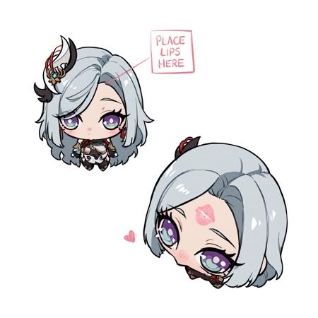 2girl,place_lips_here_\(meme\),chibi,forehead,There is a dialog box that says "place lips here",simple background,white background,lipstick mark,