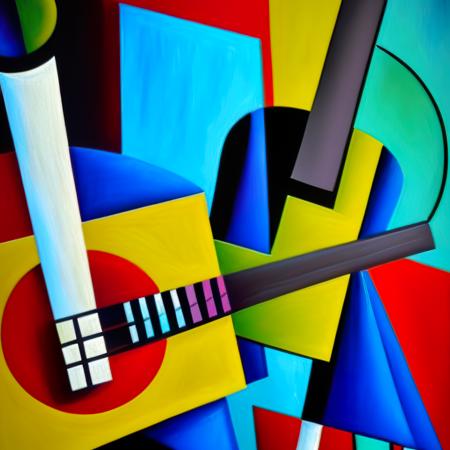 modernartst painting of a guitar, abstract painting, vibrant