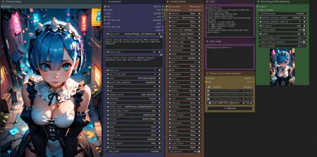 Text2img Condensed Workflow with LoRa, Styles, HiResFix and Metadata.