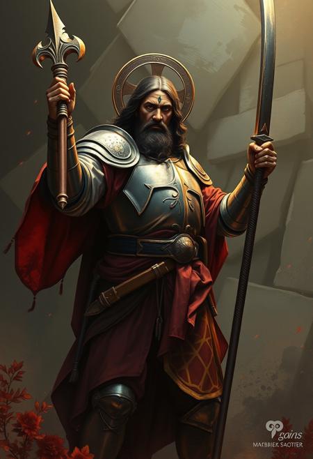 Jesus Christ, fladder in heavy armor, wielding a zweihander, about to cleanse infidels
Dark fantasy style