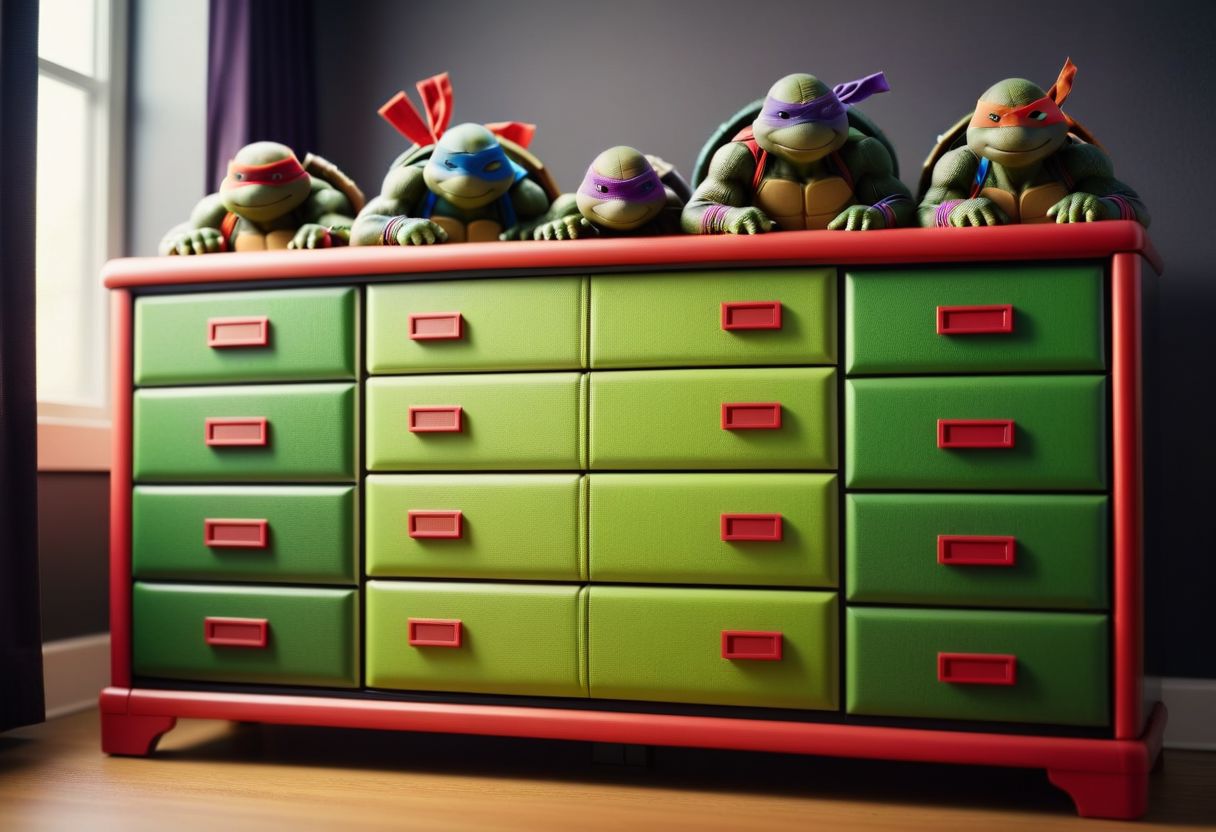 <lora:ninja turtles styleXL:1>ninja turtles style dresser, 24mm, (analog, cinematic, film grain:1.3), Bokeh DOF, (Masterpiece:1.3) (best quality:1.2) (high quality:1.1)