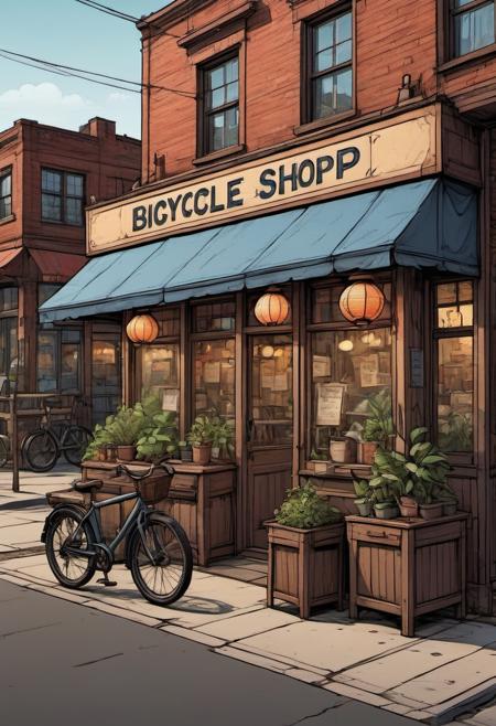 bicycle shop storefront ground vehicle paper lantern plant sign scenery