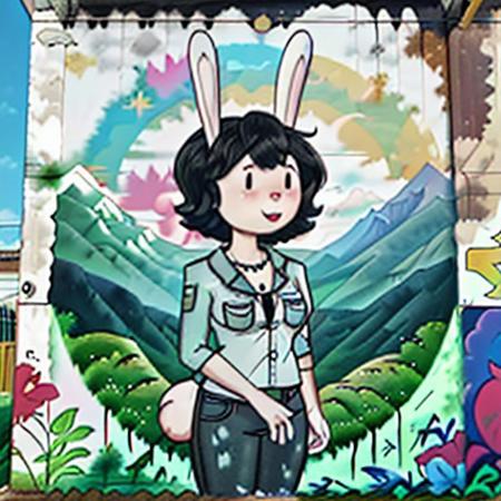 _r4b_, outdoors, mural, white skin, black hair