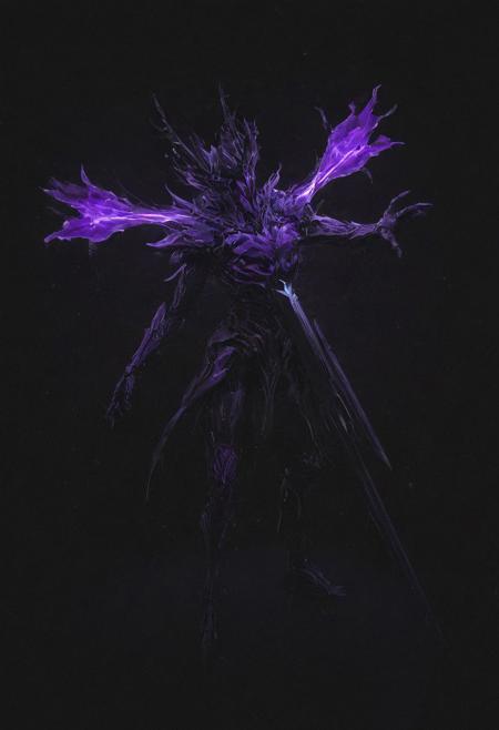 an extremely delicate and beautiful, extremely detailed ,CG,unity,8k wallpaper, Amazing, finely detail, masterpiece, best quality,official art,extremely detailed , incredibly absurdres, huge filesize , ultra-detailed, highres, extremely detailed, beautiful on a beautiful star-filled night, a insane crazy purple iris is cutting through the darkness with a sword of light! neon_style  Light