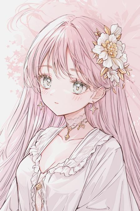 masterpiece, exquisite detail, high resolution, BREAK 1girl, close-up, soft gaze, flowing hair, flower-patterned coat collar, pastel hues, intricate design, BREAK soft bokeh background, Victorian ambiance, BREAK relaxed expression, golden earrings, lace choker, painted lips, side glance
<lora:PinkTea:0.7>