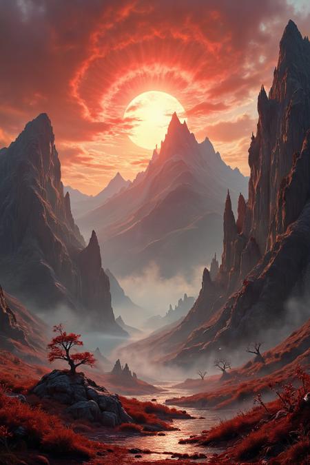 photoart_style,(extremely detailed landscape of a white alien landscape, beautiful landscape, otherworldly, epic scale, absurdres, alien world, unusual planet, weird trees, odd mountains, white grass, silver leaves, dark god kaiju, odd creature, art deco monolith, biblical angel,  horror theme, red sky),realistic,(film grain),ultrarealistic 4k,cinematic light,light glare,light flare,perfect composition, dynamic play of light, rich colors, epic shot, perfectly quality, natural textures,high detail, photoshadow, (natural colors, correct white balance, color correction, dehaze),(intricate detailed), <lora:Flux-style-xl-lora:1>