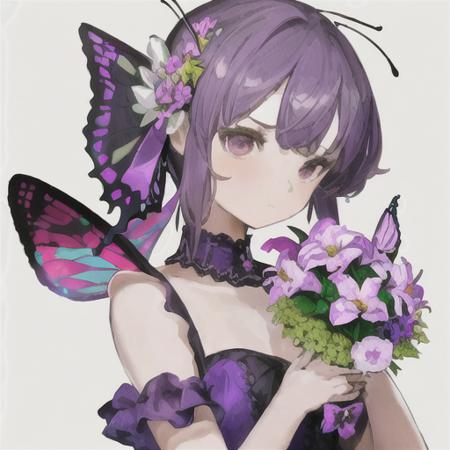 1girl,  butterfly, flower,<lora:yeqiche:0.8>