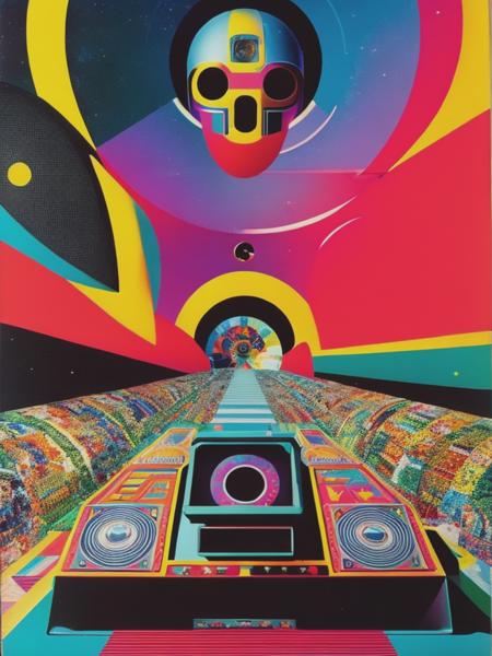 <lyco:VictorMoscoso:1.0> a wide shot of a Polaroid of a robot and an alien, by Eduardo Paolozzi, behance, cubo-futurism, the head of the man is a skull, psychedelic interconnections, yah! cultist journal cover, eyvind, face looking skyward, grim vibrance orientalism, jemal shabazz, maximalism. stunning, circa 1979, pilot