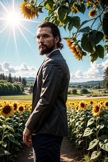 ((masterpiece, best quality))
<lora:add_detail:0.8>
<lora:FarCry5Joseph:0.8>
FarCry5Joseph, 1boy, solo, brown hair, beard, looking at viewer, sunflower field, afternoon, radiant and sun-drenched with bright yellow blooms