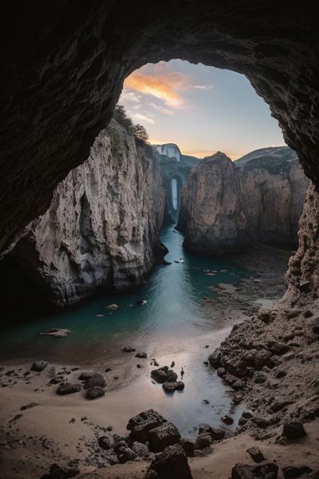 raw photo, a sunset landscape, oregon mountains, forested cliffs, cozy, photorealistic, (cave: 1.29), high detailed texture, 8k uhd, dslr, soft lighting, high quality, film grain, Fujifilm XT3, Sony A7 IV, highly detailed photography, (muted colors, cinematic, dim colors, soothing tones:1.2), vibrant, insanely detailed, hyperdetailed, (dark shot:1.2), (vsco:0.3), (intricate details:0.9), (hdr, hyperdetailed:1.2) (highest coherency: 1.39) (highest quality: 1.39) (rule-of-thirds) (award-winning) (masterclass) (highest resolution: 1.39)