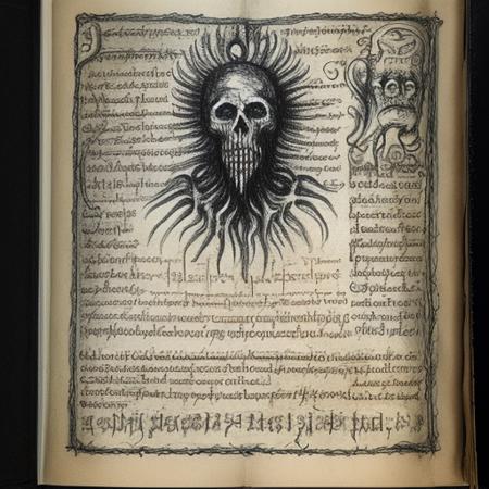 end of the world, Necronomicon Sketch, VoynichManuscript <lora:Necronomicon-10:0.5> <lora:VoynichManuscript:0.5>
