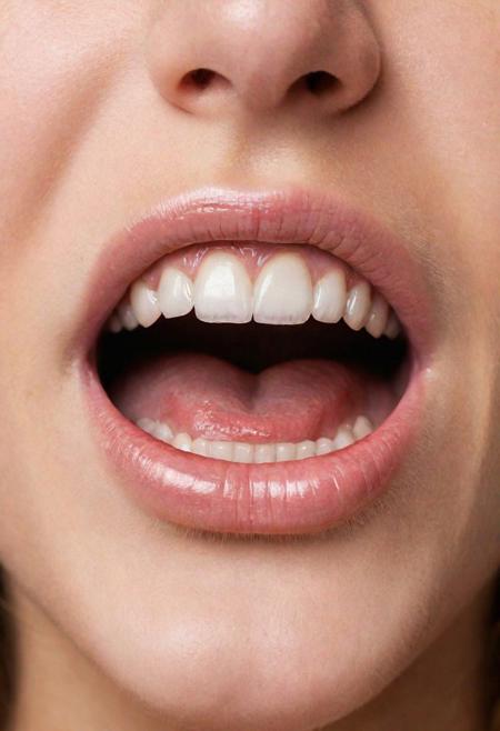 Hyperdetailed Photography of a girls mouth, close, realistic mouth,