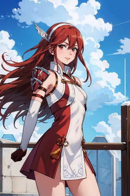 caeldori hairband, hair ornament, short dress, shoulder armor, elbow gloves, thigh boots