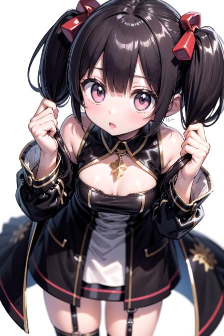 holding twintails holding hair twintails