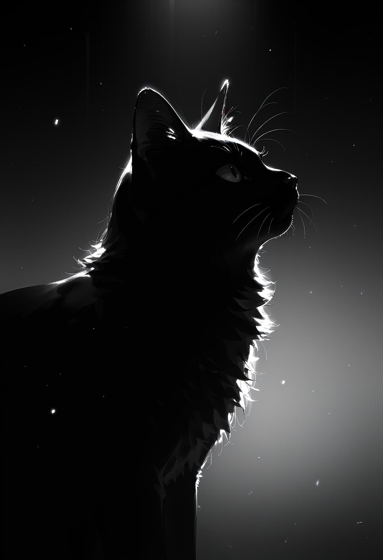 1cat, black cat, (dark theme:1.4), dim lighting, movie still, score_9, score_8_up,score_7_up, masterpiece, best quality, very aesthetic, <lora:dark_v1.9-pony:1>