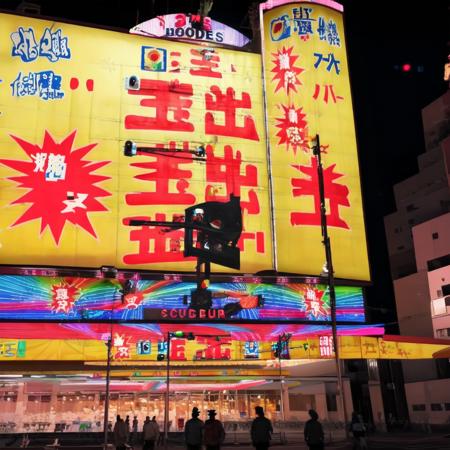 best quality, ultra-detailed, illustration,
super_tamade, storefront, scenery, japan, night, city, neon lights, building, outdoors, sky, cityscape, sign
 <lora:JAPAN_SCENERY_super-tamade_SD15_V1:1>