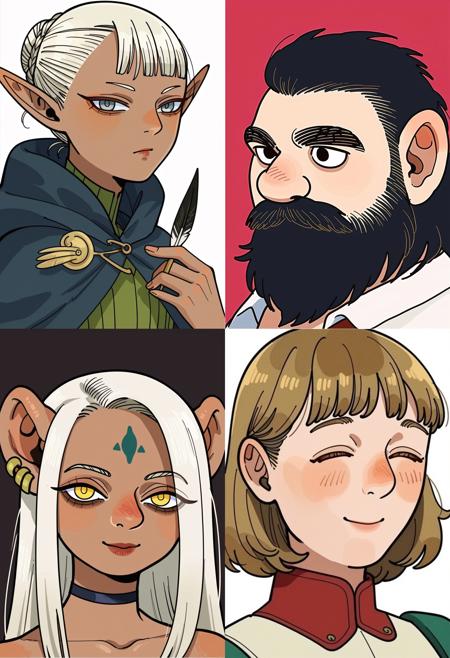 (PonyXL style) Dungeon Meshi Race Swap Portrait Chart Style (Kui Ryoko) | 迷宫饭 种族交换头像风格（九井諒子）| ダンジョン飯 ポートレートスタイル v1.0