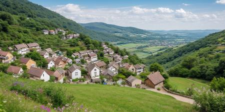 Quaint hilltop villages offer spectacular views of the surrounding countryside,<lora:add_detail:0.7>