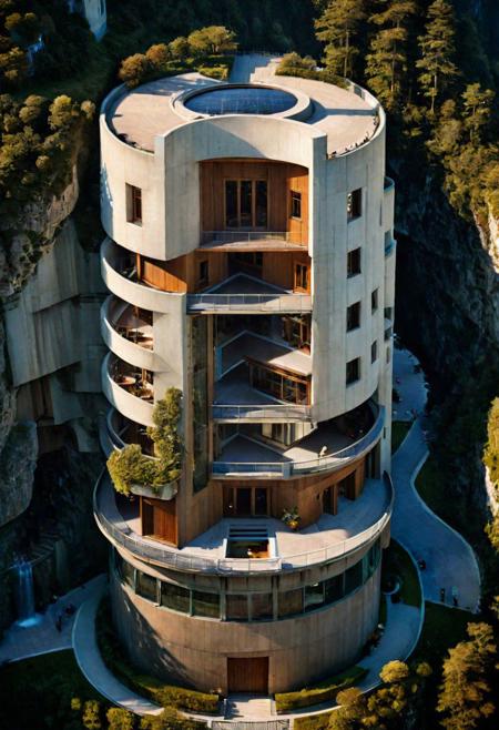 (A Cross-section of a building, sections view,:1.4), 
(on a rocky coast, half embedded in the cliff, small waterfall:1.2), 
(architectural masterpiece, inspired by Lebbeus Woods,  Jean Prouv, Neil Denari, Pierre Chareau:1.2), 
aerial view of an incredibly tall, enchanted renaissance tower made of white to grey limestone, surrounded by ominous woods, rock cliffs, dark fantasy, sunset, architecture, masterpiece, high detail, crisp focus, depth-of-field, (intricate details, masterpiece, best quality:1.4),  (avant-garde, future, reality, science fiction, photorealistic), (modern architecture:1.2), (Ultra Realistic, Photography, composition, Architecture Sales Photography, Ultra High Resolution, Cinematography, High Resolution Image:1.1), (dramatic lighting, direct sunlight, ray tracing, clear shadow:1.1), [:traffic|windows|railing|stair|balcony|terrace|crowd|Sidewalk|vehicle|trees|equipment| detailed signal_details:0.7], [:marble|granite|lbrick|tile|metal|concrete|glass|foliage_material texture:0.7], (real landscape:1.1), (blurred background:1.0), [buildings|BREAK|trees|BREAK|Crowd|buildings|BREAK|trees|BREAK|Crowd|buildings|BREAK|trees|BREAK|Crowd:0.7], (background, more_details:0.3)
great lighting, clear, xtower, industrialbuilding, extrusionbuilding