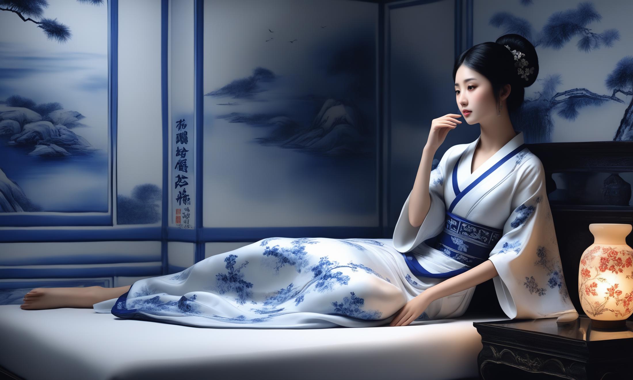 XL Realistic blue and white porcelain art style image by comingdemon