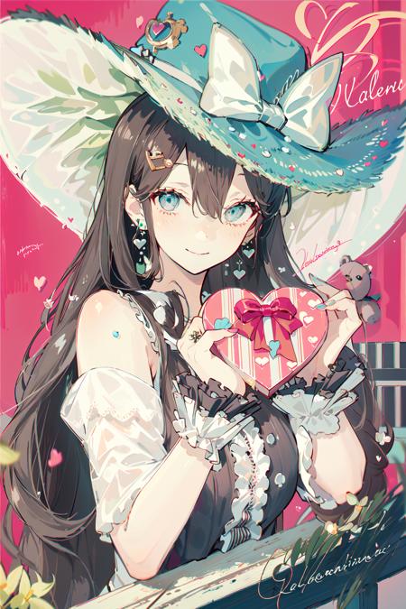 (masterpiece:1.2), best quality,PIXIV,Sweet girl portrait,
1girl, teddy bear, stuffed animal, stuffed toy, solo, holding, hat, holding stuffed toy, heart, bow, hair ornament, signature, earrings, jewelry, upper body, striped, hairclip, looking at viewer, hat bow, closed mouth, bangs, bare shoulders, hair between eyes, tattoo, box, black headwear, grey hair, striped bow, gift, blue eyes, red background, valentine, chocolate, ribbon, braid, nail polish, shirt, wrist cuffs, gift box, black bow, off shoulder, two-tone background, vertical stripes, hair rings, smile, long hair
<lora:Sweet girl portrait_20231030170647-000018:1>