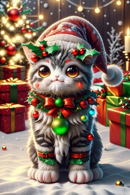 ral-chrcrts, a cute cat with a christmas hat and a christmas decoration <lora:ral-chrcrts-sd15:1>