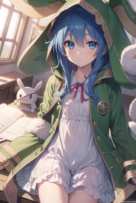 dalyoshino, <lora:yoshino-lora-nochekaiser:1>, 
yoshino, blue eyes, blue hair, long hair,
BREAK animal ears, animal hood, boots, coat, eyepatch, green footwear, hand puppet, hood, puppet, rabbit, rabbit ears, stuffed animal, stuffed toy,
BREAK looking at viewer, 
BREAK indoors,
BREAK <lyco:GoodHands-beta2:1>, (masterpiece:1.2), best quality, high resolution, unity 8k wallpaper, (illustration:0.8), (beautiful detailed eyes:1.6), extremely detailed face, perfect lighting, extremely detailed CG, (perfect hands, perfect anatomy),