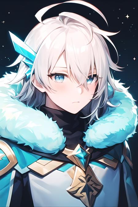 Pavel,White hair,Blue eyes,Ahoge,hair ornament