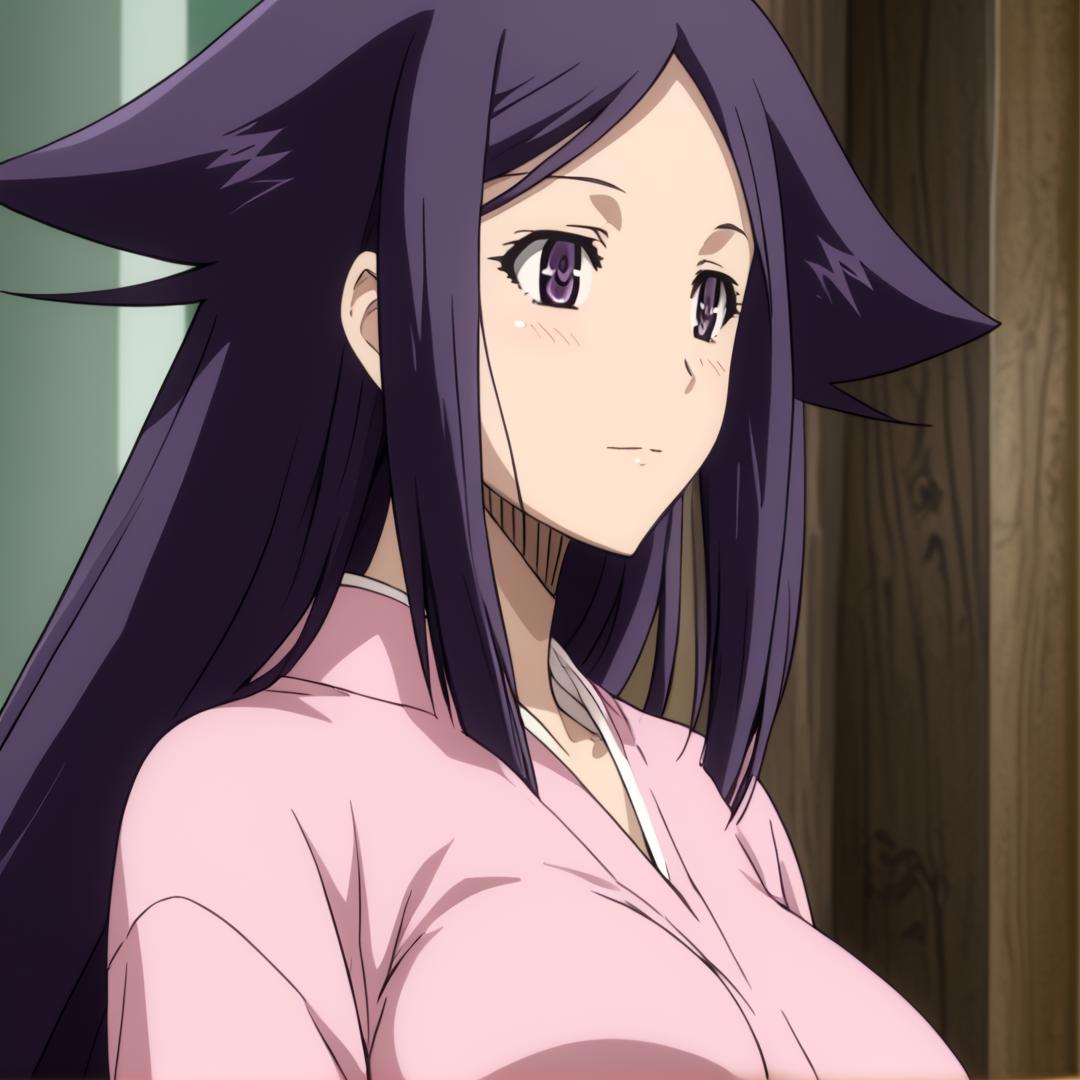 Oharu, long hair, purple hair, purple eyes, very long hair, 