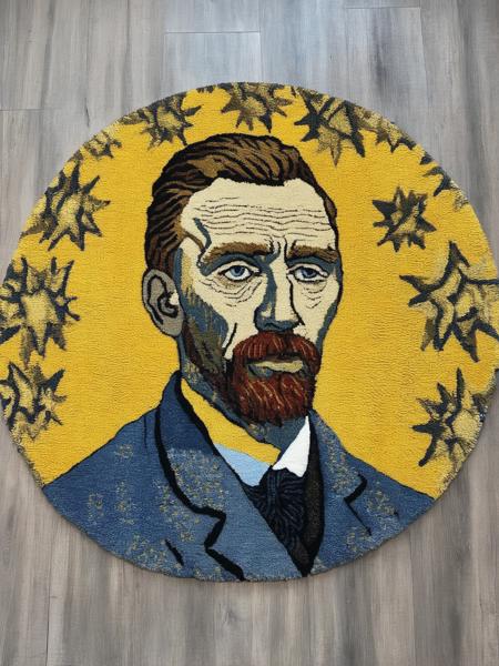 <lora:tufted_rug_style_xl_v1:1> starry night by vincent van gogh rug, tufted rug style