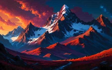 Mountains, painted, intricate, volumetric lighting, beautiful, rich deep colors masterpiece, sharp focus, ultra detailed, in the style of dan mumford and marc simonetti, astrophotography<lora:xl_more_art-full_v1:0.3>