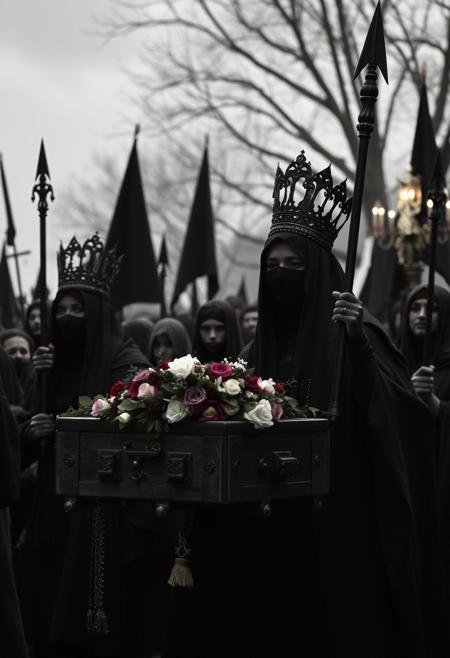 The black queen chants
the funeral march