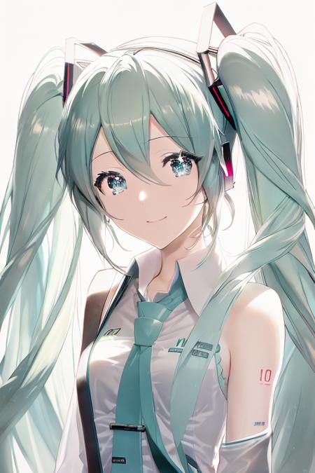 anime,hatsune miku,upper_body, detailed eyes,white background,<lora:rella-V3-000009:1>